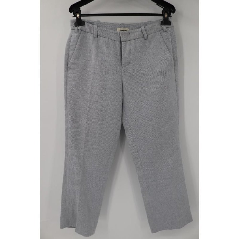 zadig & voltaire women's 38 posh spark pants cotton linen metallic button fly